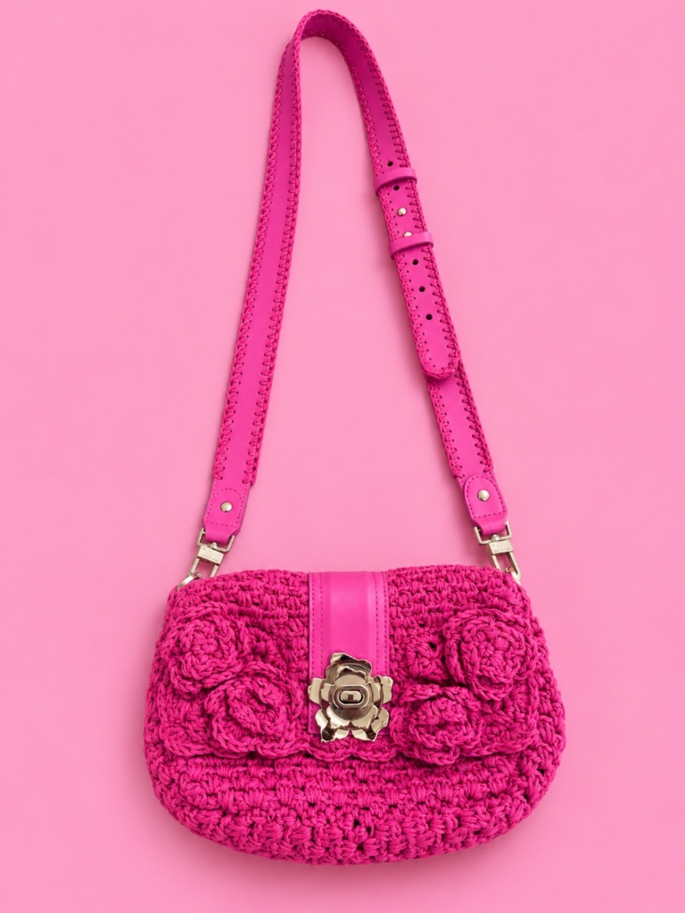 Vintage HotPink Crochet Purse